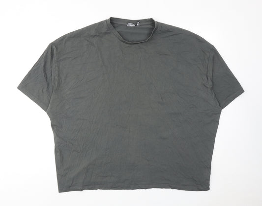 ASOS Womens Grey Cotton Basic T-Shirt Size 2XL Round Neck