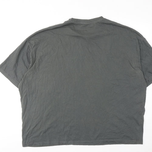 ASOS Womens Grey Cotton Basic T-Shirt Size 2XL Round Neck