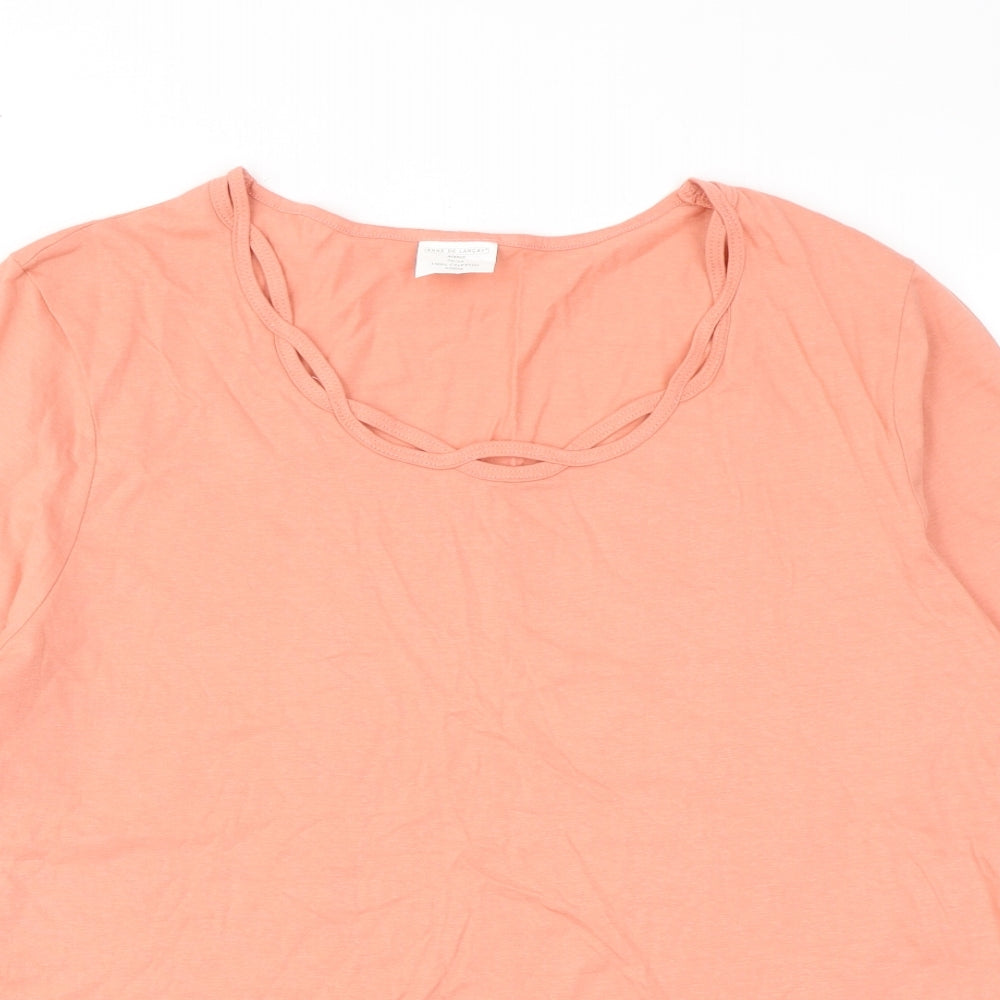Anne De Lancay Womens Pink Cotton Basic T-Shirt Size 22 Round Neck