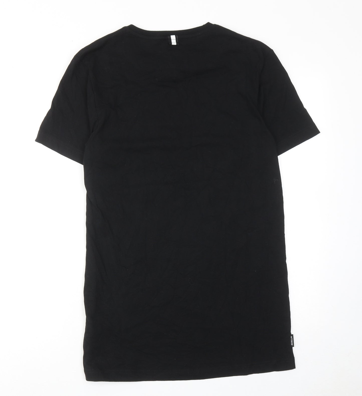 Intense Mens Black Cotton T-Shirt Size M Round Neck