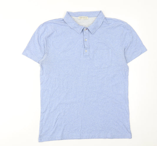 Oliver Spencer Mens Blue Cotton Polo Size L Collared Button