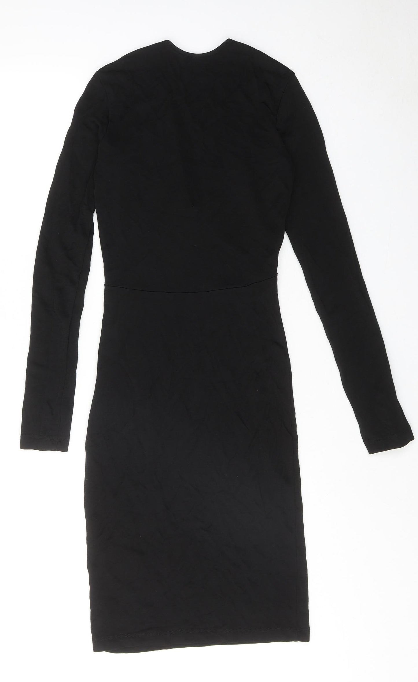 H&M Womens Black Viscose Bodycon Size S V-Neck Pullover