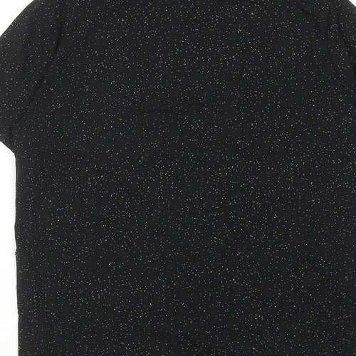 New Look Womens Black Cotton Basic T-Shirt Size 8 Round Neck - Sparkle All The Way