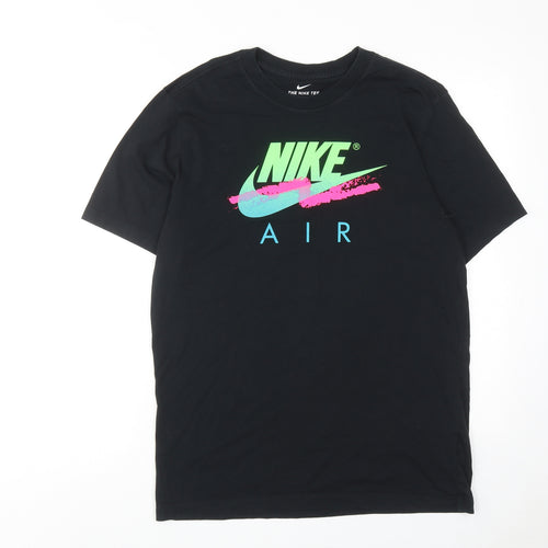 Nike Mens Black Cotton T-Shirt Size M Round Neck