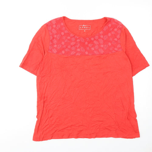 Canda Womens Pink Viscose Basic T-Shirt Size M Round Neck