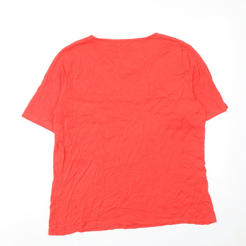 Canda Womens Pink Viscose Basic T-Shirt Size M Round Neck
