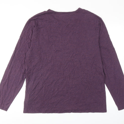 Autograph Mens Purple Cotton T-Shirt Size L Round Neck