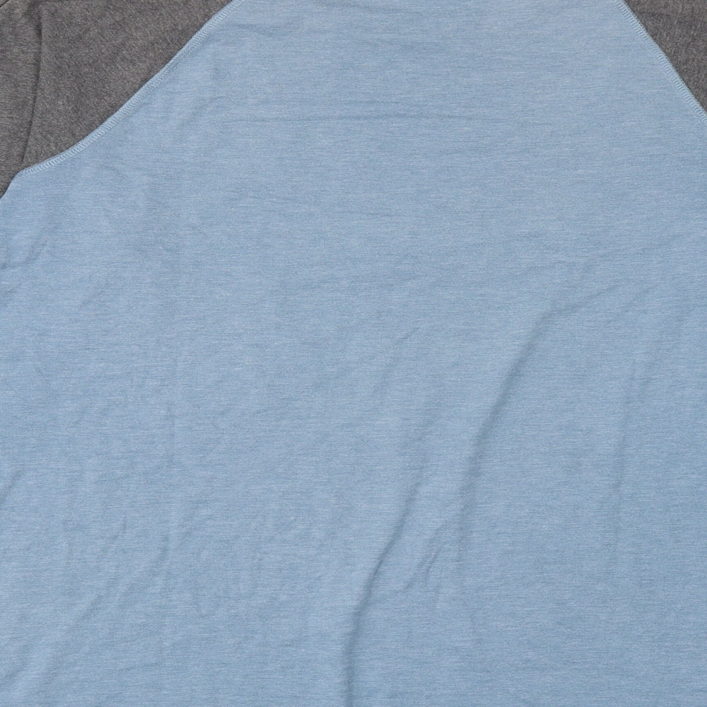 Animal Mens Blue Colourblock Cotton T-Shirt Size M Round Neck
