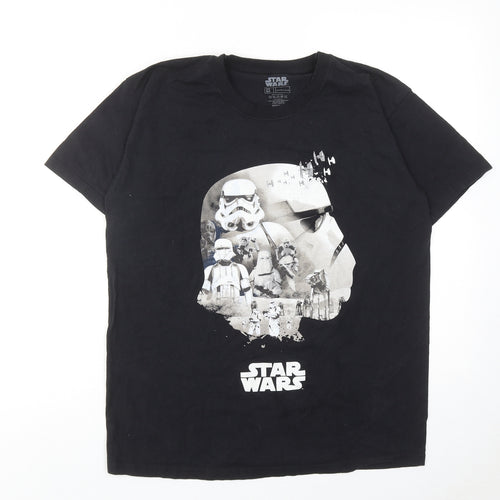 Star Wars Mens Black Cotton T-Shirt Size M Round Neck - Stormtrooper