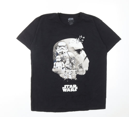 Star Wars Mens Black Cotton T-Shirt Size M Round Neck - Stormtrooper