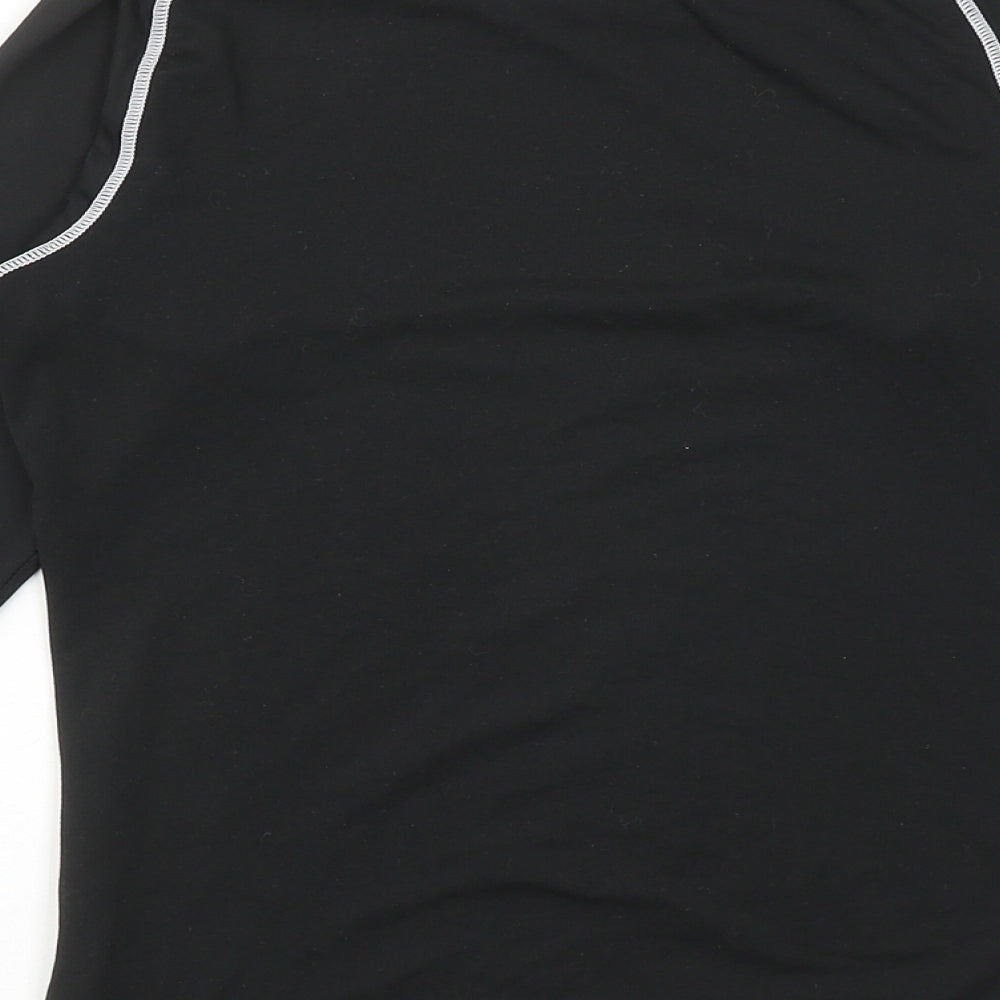 OXYLANE Boys Black Polyester Basic T-Shirt Size 14 Years Mock Neck Pullover