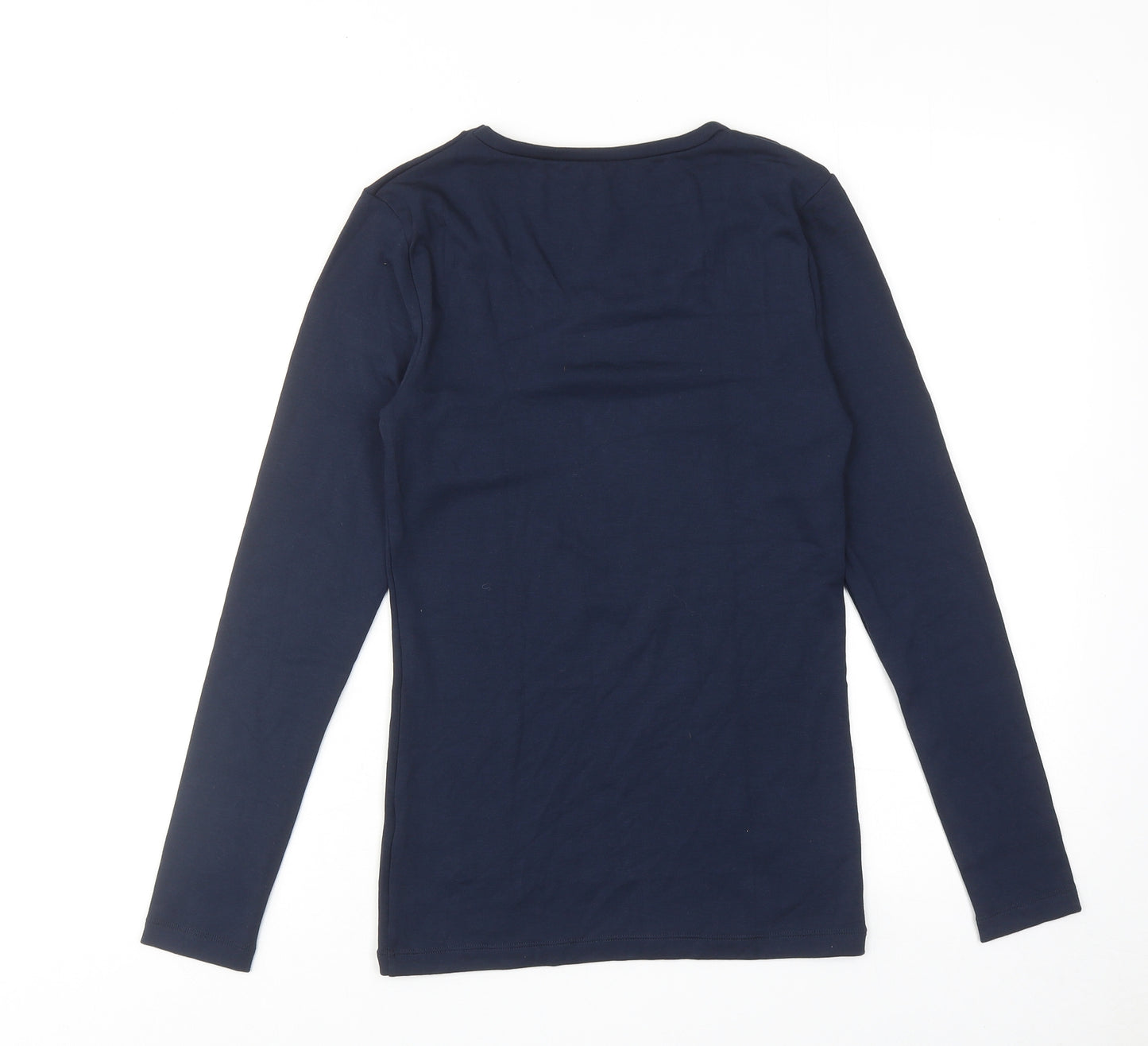 Marks and Spencer Womens Blue Acrylic Basic T-Shirt Size 10 Round Neck
