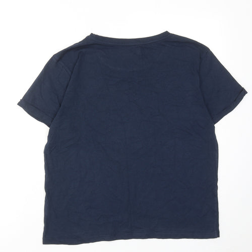 BASSINI Womens Blue Cotton Basic T-Shirt Size 16 Round Neck - Star