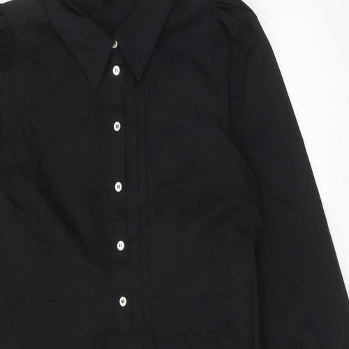 CULTURE Womens Black Cotton Shirt Dress Size M Collared Button