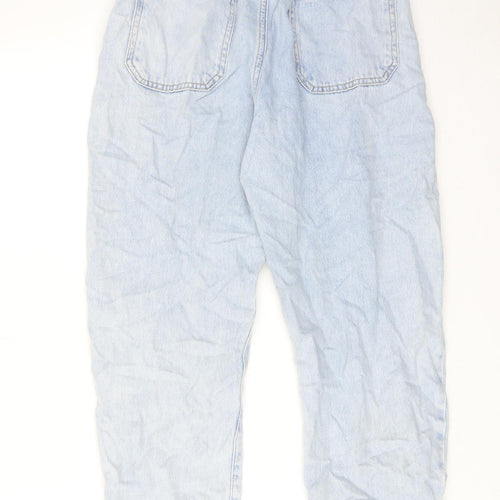 Zara Womens Blue Cotton Mom Jeans Size 8 Regular Zip