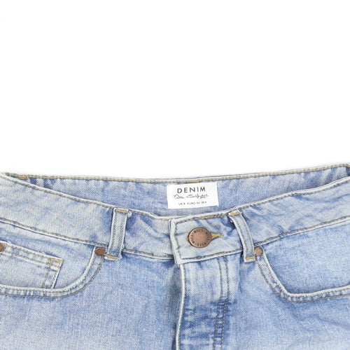 Miss Selfridge Womens Blue Cotton Hot Pants Shorts Size 8 Regular Zip