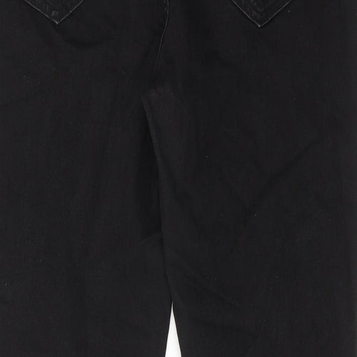 Marks and Spencer Womens Black Cotton Tapered Jeans Size 16 Slim Zip