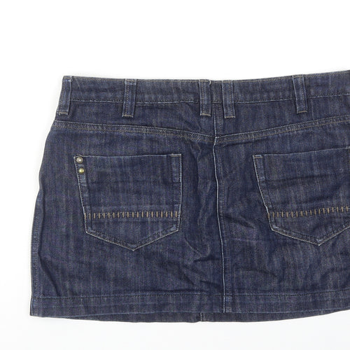Dorothy Perkins Womens Blue Cotton Mini Skirt Size 12 Zip