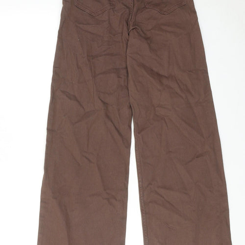 H&M Womens Brown Cotton Wide-Leg Jeans Size 6 Regular Zip