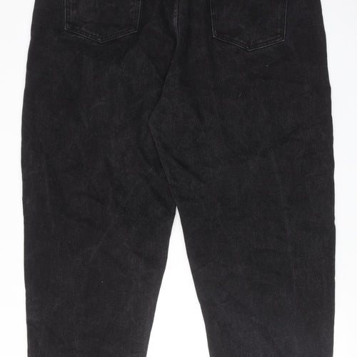 PRETTYLITTLETHING Womens Black Cotton Tapered Jeans Size 22 Regular Zip