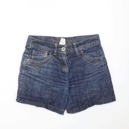 NEXT Girls Blue Cotton Boyfriend Shorts Size 14 Years Regular Zip