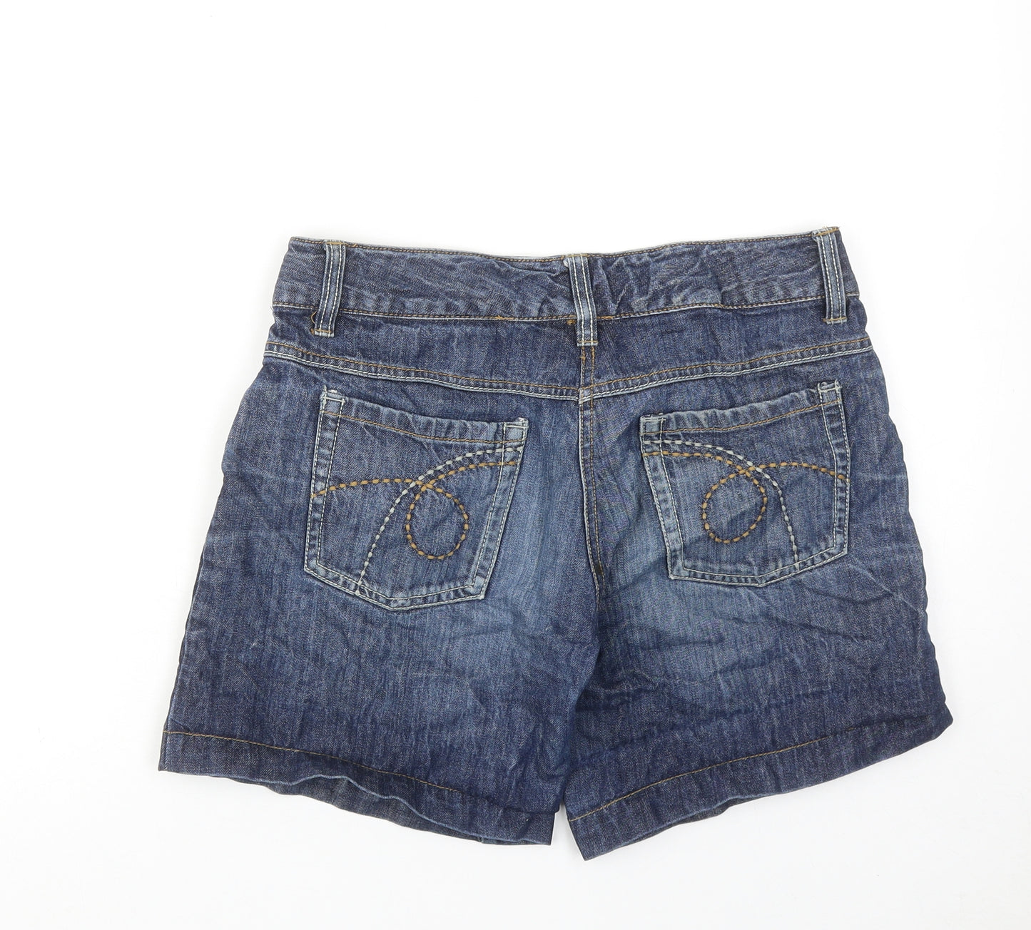 NEXT Girls Blue Cotton Boyfriend Shorts Size 14 Years Regular Zip