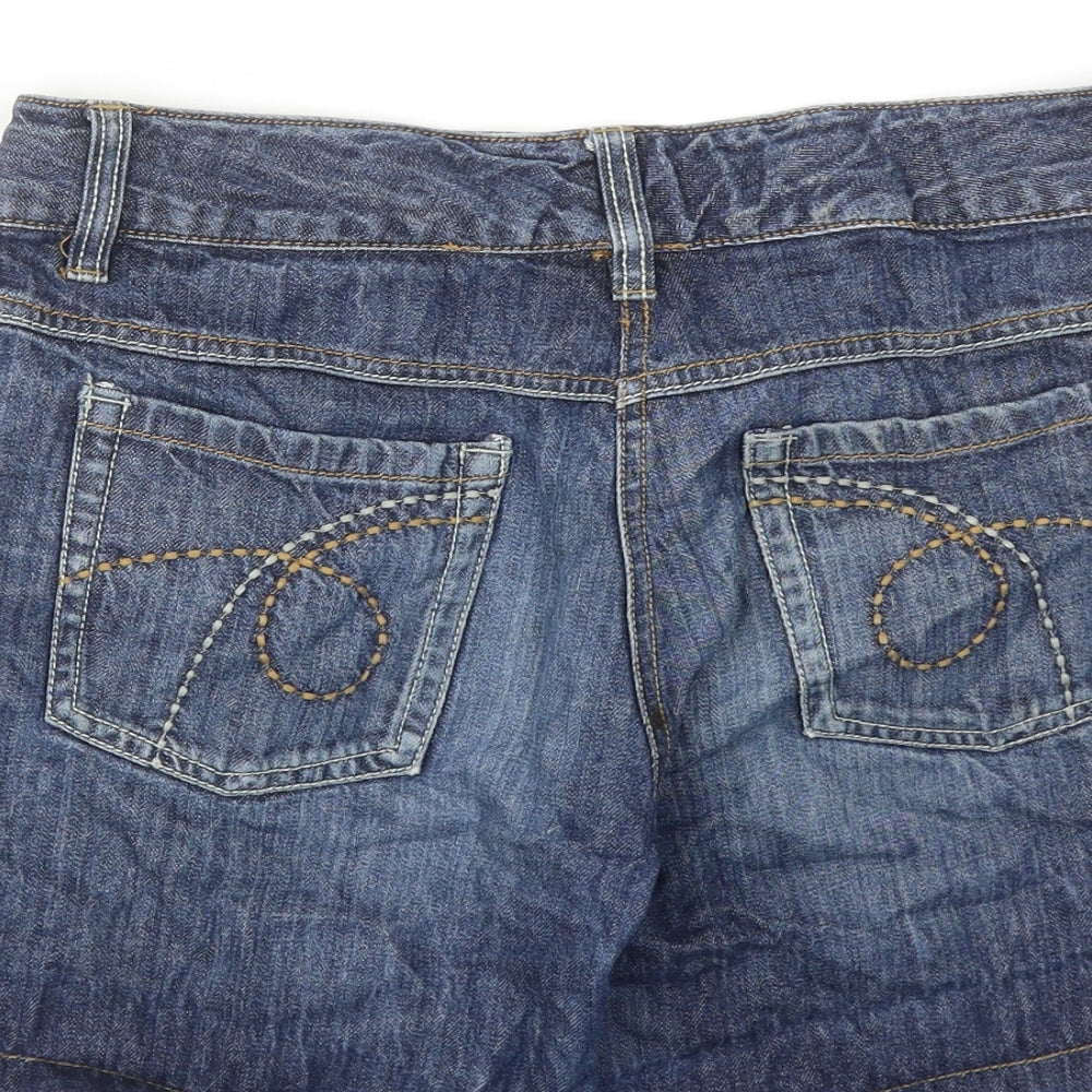 NEXT Girls Blue Cotton Boyfriend Shorts Size 14 Years Regular Zip