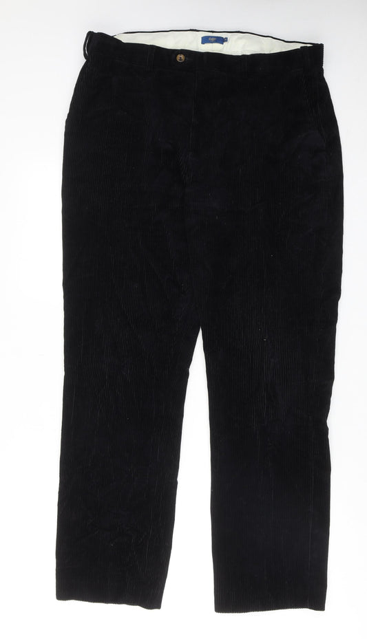 Cotton Traders Mens Black Cotton Dress Pants Trousers Size 38 in Regular Zip