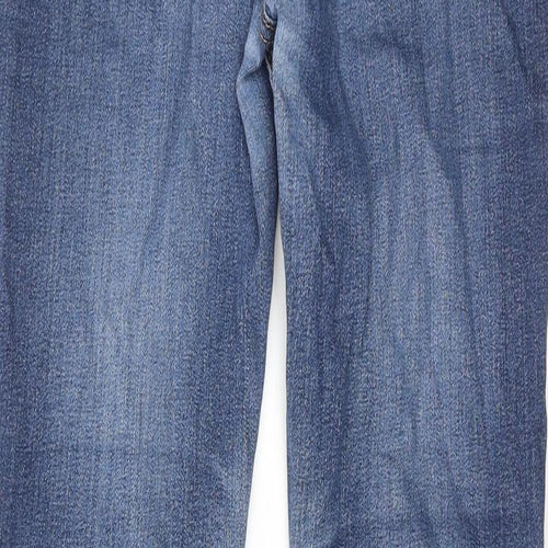 Marks and Spencer Womens Blue Cotton Bootcut Jeans Size 12 Regular Zip