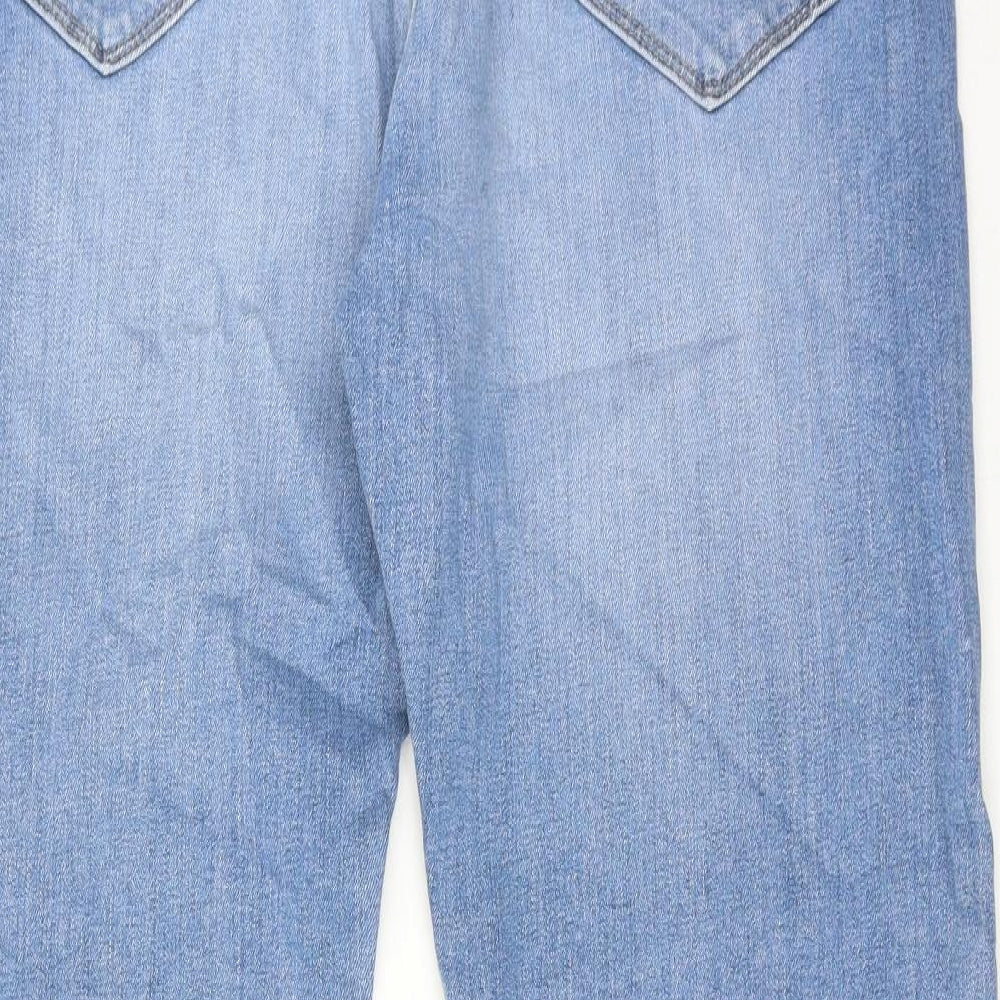 Marks and Spencer Mens Blue Cotton Straight Jeans Size 38 in L29 in Regular Zip
