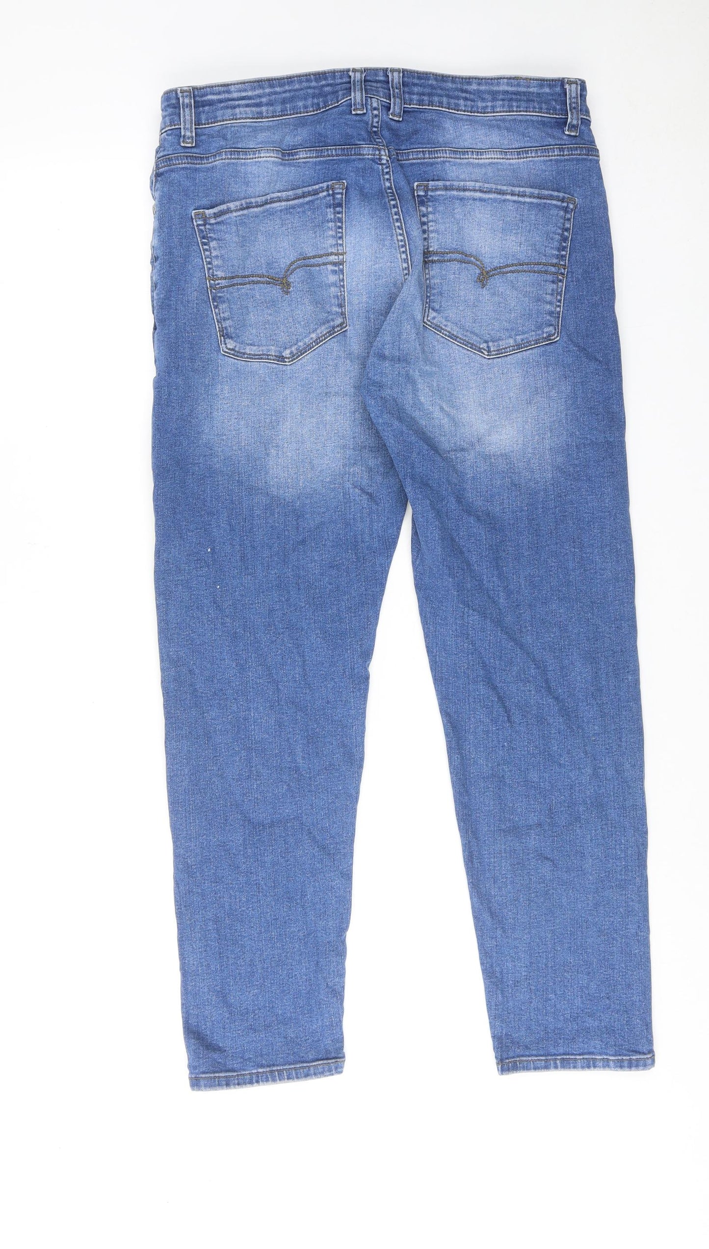 NEXT Mens Black Cotton Straight Jeans Size 34 in L29 in Slim Zip