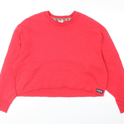 PINK Womens Red Cotton Pullover Sweatshirt Size L Pullover