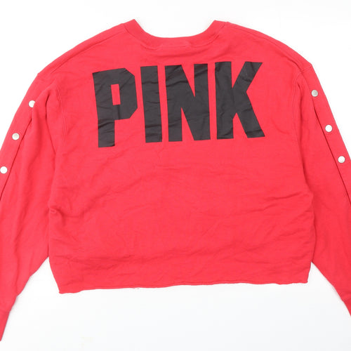 PINK Womens Red Cotton Pullover Sweatshirt Size L Pullover