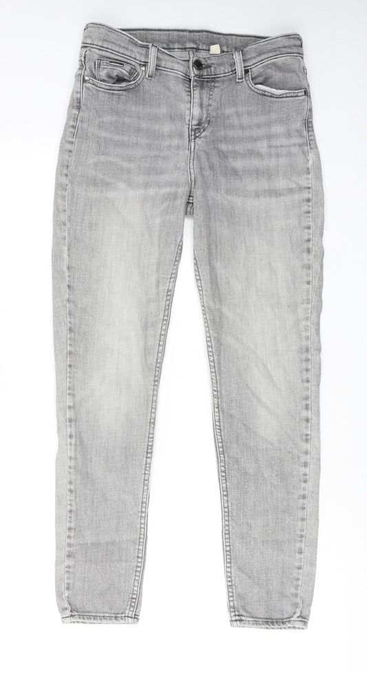 Superdry Mens Grey Cotton Skinny Jeans Size 30 in Regular Zip