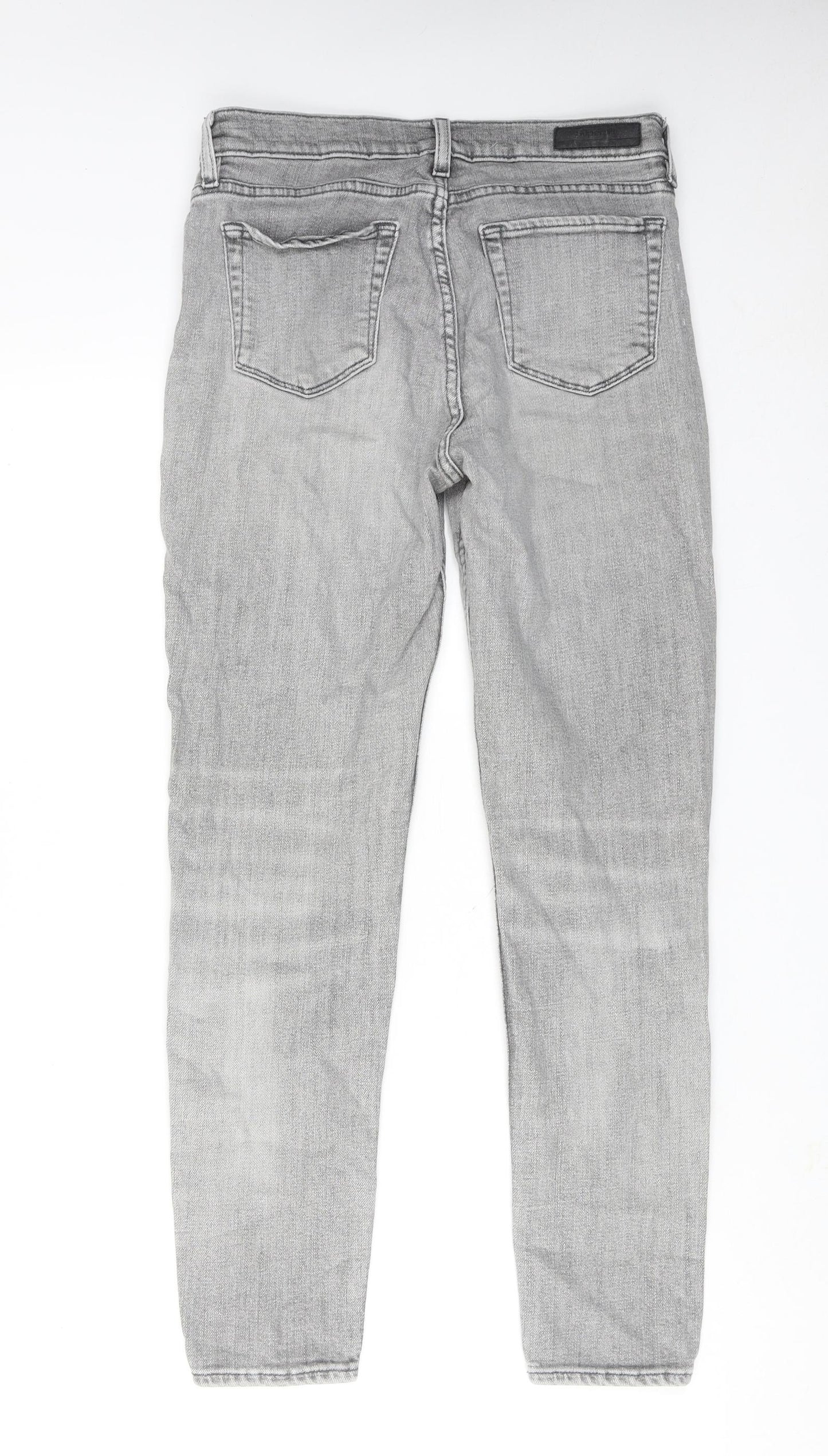 Superdry Mens Grey Cotton Skinny Jeans Size 30 in Regular Zip