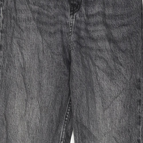 Pull&Bear Womens Grey Cotton Mom Jeans Size 10 Regular Zip