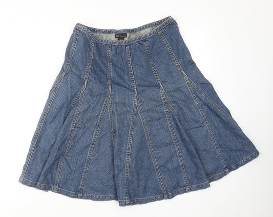 City Unltd Womens Blue Cotton Swing Skirt Size 8 Zip