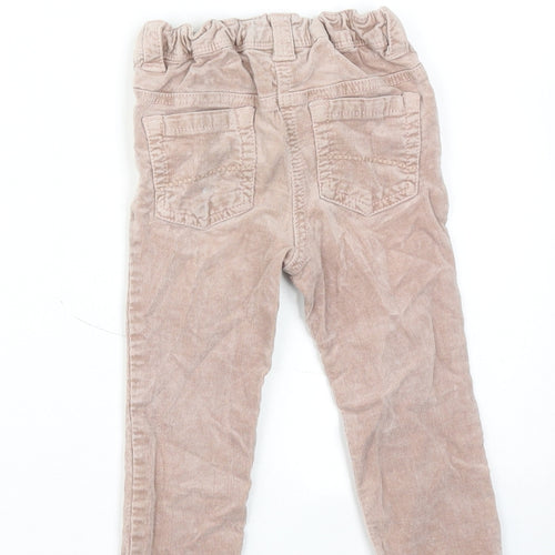 NEXT Girls Pink Cotton Chino Trousers Size 2-3 Years Regular Zip