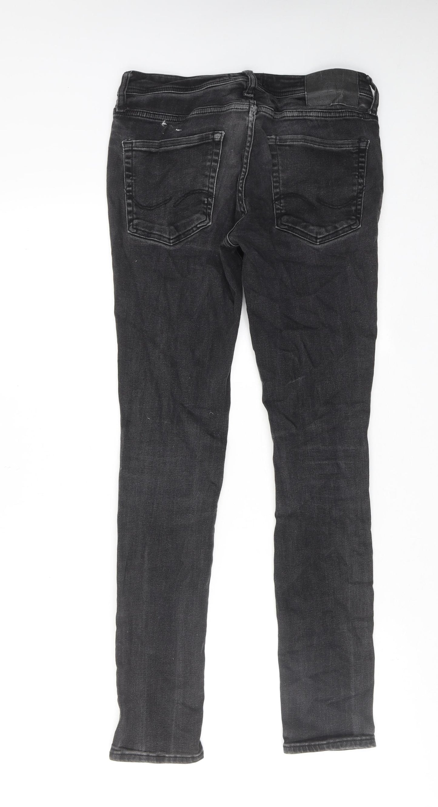 JACK & JONES Mens Black Cotton Skinny Jeans Size 30 in L32 in Slim Zip