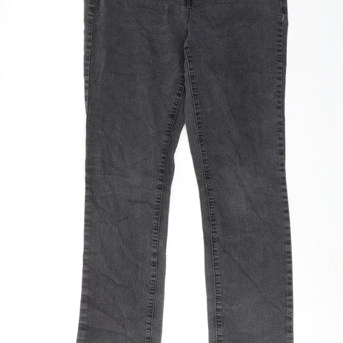 Dorothy Perkins Womens Grey Cotton Straight Jeans Size 14 Regular Zip