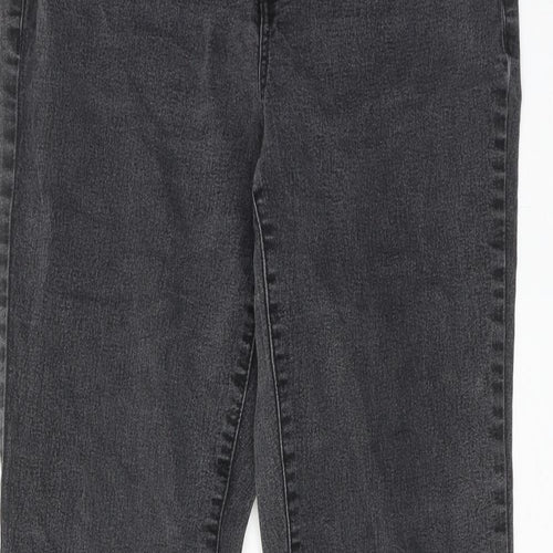 Dorothy Perkins Womens Grey Cotton Straight Jeans Size 14 Regular Zip