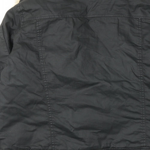 Indigo Womens Black Jacket Size 14 Zip - Faux Fur Collar