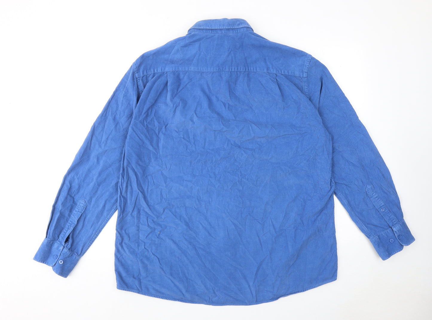 Samuel Windsor Mens Blue Cotton Button-Up Size XL Collared Button