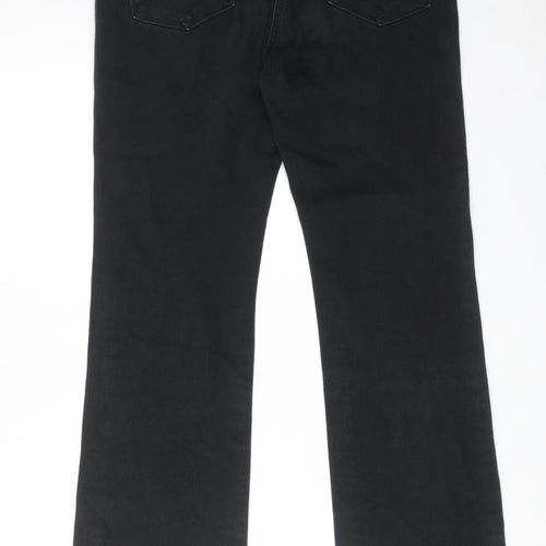 Marks and Spencer Womens Black Cotton Bootcut Jeans Size 10 Slim Zip