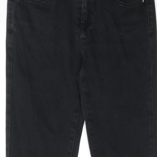Marks and Spencer Womens Black Cotton Bootcut Jeans Size 10 Slim Zip