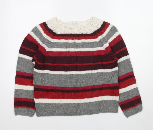 Marks and Spencer Womens Multicoloured Round Neck Striped Wool Pullover Jumper Size 12