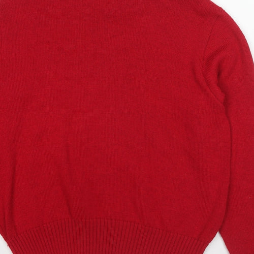 Sport Womens Red Round Neck Wool Pullover Jumper Size L