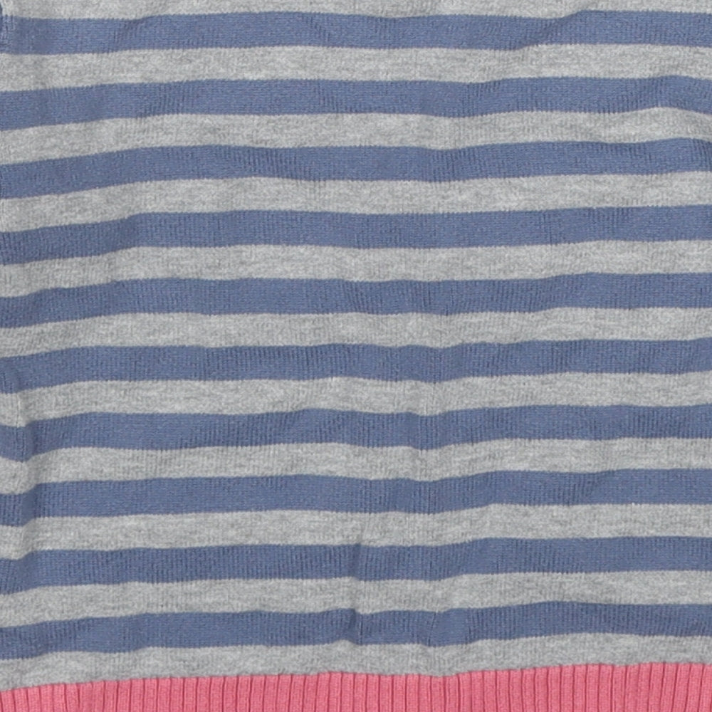 Indigo Girls Multicoloured V-Neck Striped Cotton Cardigan Jumper Size 3-4 Years Button