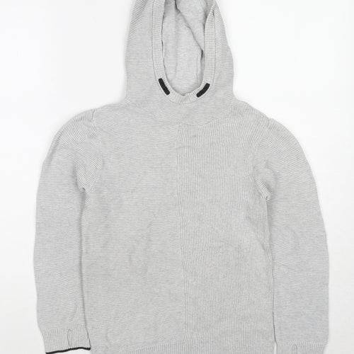 NEXT Boys Grey Cotton Pullover Hoodie Size 9 Years Pullover - Ribbed