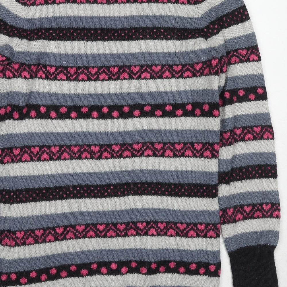 ROXY Womens Multicoloured Scoop Neck Striped Acrylic Pullover Jumper Size L